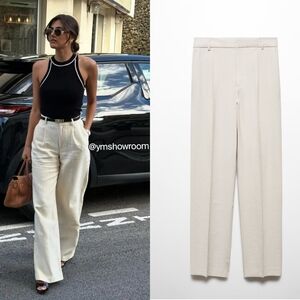 NWT Mango Cream Wide-Leg Pants